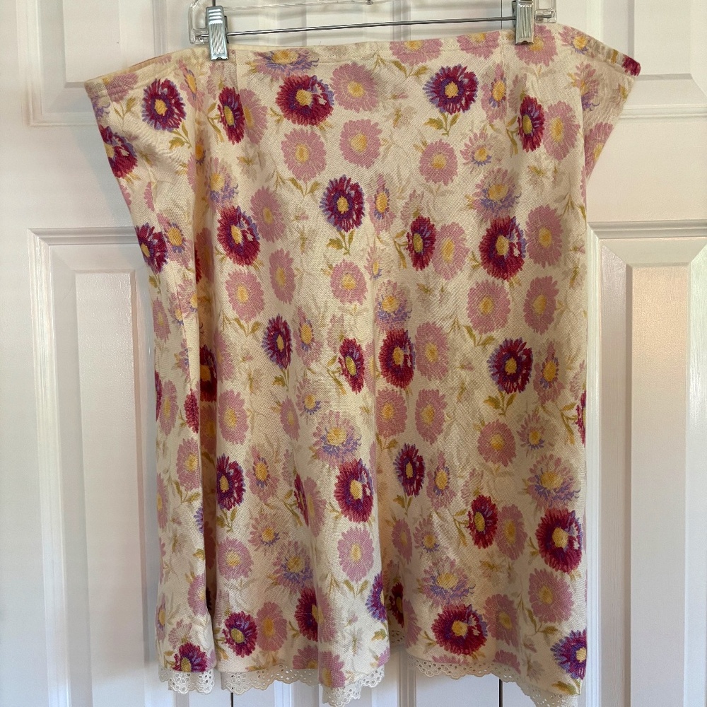 J Jill Floral 100% linen skirt - **Elastic waist needs to be repaired** size 1X